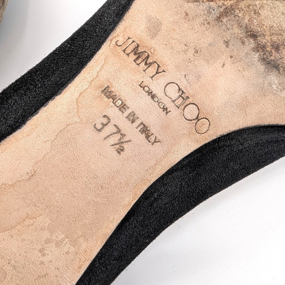 Jimmy Choo Black Suede Patent Leather Kitten Heel Pointed Toe Pumps Size 37.5 - Picture 6 of 7